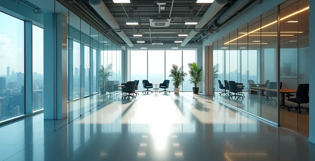 Départements d'entreprise cloisonnés représentés par des espaces de travail séparés